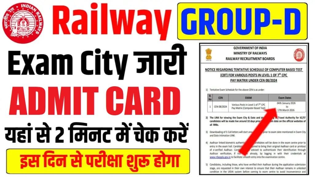Railway RRB Group D Admit Card 2025 - Out